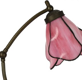 Stolová lampa Tiffany s ružovým tienidlom kvet Bloom - 26*19*50 cm