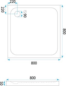 Rea Belmond, akrylová sprchová vanička 80x80x5 cm, biela lesklá, REA-K4370