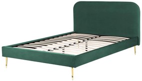Zamatová posteľ 140 x 200 cm zelená FLAYAT Beliani