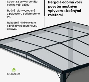 Blumfeldt Pantheon Cortina Solid Sky Pergola 3x3, odolná voči poveternostným vplyvom, s práškovým nástrekom, bočné panely