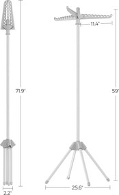 Sušiak na bielizeň s 3 otočnými ramenami na vešiaky, výška 150 cm, sivo-biely