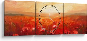 Obraz - Pole vlčích makov (s hodinami) (90x30 cm)