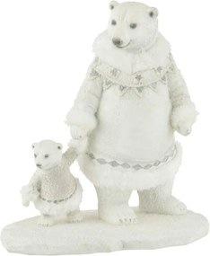 Biela vianočná dekorácia medvedice s medvedíkom Polar Bear – 14*24*26 cm