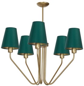 Luster Victoria, 5x zelené textilné tienidlo, g