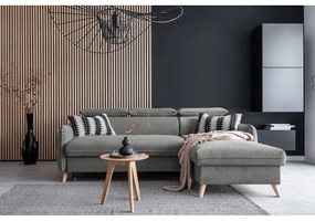 Svetlosivá zamatová rozkladacia rohová pohovka (pravý roh) Sweet Harmony – Miuform