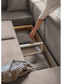 Svetlohnedá menčestrová rozkladacia rohová pohovka (ľavý roh/do "U") Lazy Lukka – Miuform