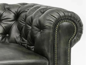 furniture-nabytek.cz - Dvojmiestna pohovka Chesterfield z pravej kože, zelená – 155×90×72 cm