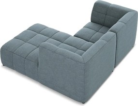 Modrá rohová pohovka z textílie buklé (pravý roh/s leňoškou) Aloha – Makamii