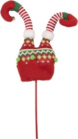 Červený vianočný zápich nohy škriatok Elf - 14*5*48 cm