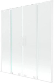 Mexen Velar L Duo, 2-krídlová posuvná vaňová zástena 150 x 150 cm, 8mm číre sklo, biela matná, 896-150-003-02-20