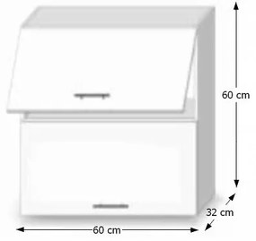 Horná kuchynská skrinka Line White G60 U - biely vysoký lesk / dub sonoma