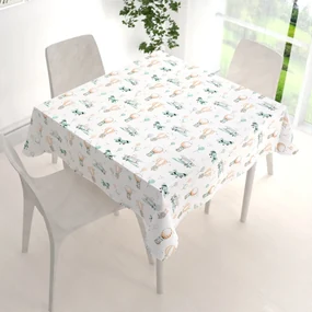 Biante Detský bavlnený štvorcový obrus Sandra SA-457 Líšky v lietadielkach na bielom 140x140 cm