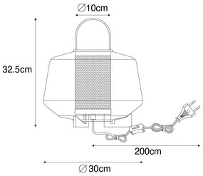 Art Deco stolná lampa čierna s dymovým sklom 30 cm - Kevin