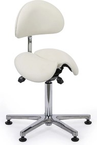 Pracovná stolička s operadlom ARDO, sedák v tvare sedla, s klzákmi, biela