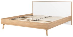 Drevená posteľ 160 x 200 cm svetlohnedá SERRIS Beliani