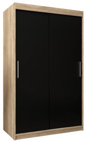 Šatníková skriňa 120 cm Toki (Dub sonoma + Čierna matná). Akcia -50%. Vlastná spoľahlivá doprava až k Vám domov. 1064815