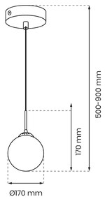 Závesné svietidlo Reflex, 1x grafitové sklenené tienidlo, (fi 17cm), b/g