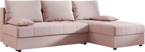 Rozkladacia obojstranná sedacia súprava do L VENORIA SLIM 200x143 cm, púdrovo ružová + 2 vankúšiky ZDARMA