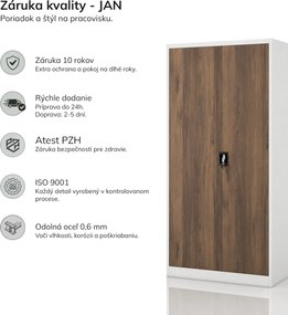 Kancelárska skriňa na dokumenty biela / orech: Eco Design JAN 900 x 1850 x 400 mm