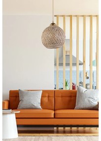 Závesné svietidlo v béžovo-zlatej farbe s tienidlom z juty ø 24 cm – Opviq lights