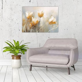 Obraz - Maľba tulipánov (70x50 cm)
