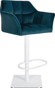Barová stolička Damaso W - zamat, biely rám - Zelená