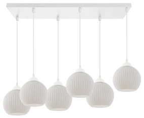 Závesné svietidlo Riffle Round, 6x biele sklenené tienidlo, w