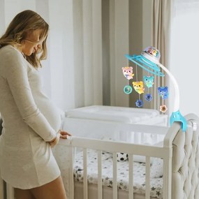 MalPlay Kolotoč nad postieľku s diaľkovým ovládačom a projektorom medvedíky