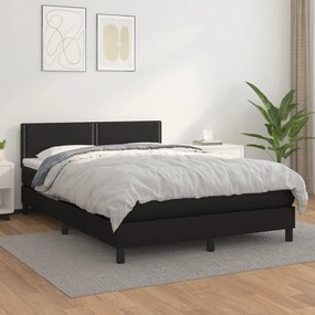 Boxspring posteľ s matracom čierna 140x200 cm umelá koža 3141065