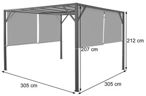 Pergola so sťahovacou strechou 3x3 m Dekorhome