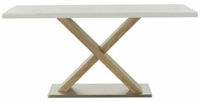 Kondela  FARNEL BI/DS 0000242915 - jedálenský stôl pevný 160x90x76 cm, biela vysoký lesk / dub sonoma