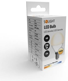 SOLIGHT LED žiarovka miniglobe matná G45 6W, E14, 3000K, 510lm
