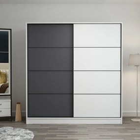 Šatníková skriňa Linea s dostatkom úložného priestoru 190 x 180 x 52 cm, bielo - antracitová
