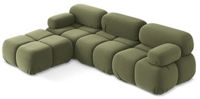 Svetlozelená zamatová modulárna rohová pohovka Lokua – Makamii