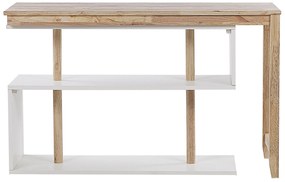 Nastaviteľný písací stôl s policou 120 x 45 cm svetlé drevo / biela CHANDLER Beliani