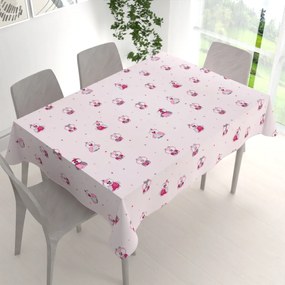 Biante Detský bavlnený obdĺžnikový obrus Sandra SA-726 Ružové sovičky na bledo ružovom 80x120 cm