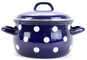BELIS smaltovaný modrý hrniec s bodkami 24 cm, 6,1 L