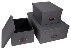 Súprava 3 čiernych úložných škatúľ Bigso Box of Sweden Inge
