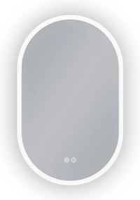 Erga Demi, oválne LED zrkadlo 50x80cm, 3 farby svetla, predné osvetlenie, vyhrievacia podložka proti zapareniu, ERG-V01-Demi-5080-CL