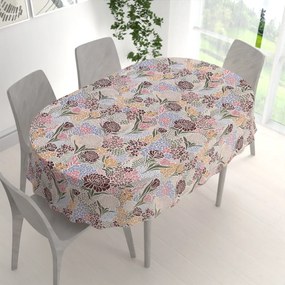 Biante Bavlnený oválny obrus Sandra SA-648 Akvarelové kvety na bielom 80x120 cm