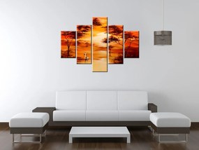 Gario Ručne maľovaný obraz Nádherná Afrika - 5 dielny Rozmery: 150 x 105 cm