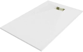 Mexen Hugo, obdĺžniková sprchová vanička SMC 150 x 90 cm, biela, zlatá krytka, 42109015-G