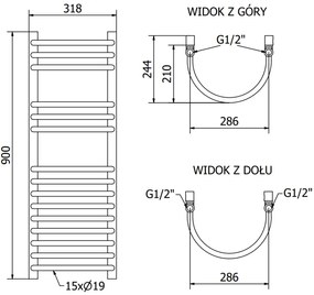 Mexen Eros, vykurovacie teleso 900 x 318 mm, 315 W, čierna, W112-0900-318-00-70