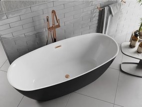 Mexen Luvo Slim, voľne stojaca vaňa 170 × 75 cm, biela-čierna, medený prepad, 52801707575-65