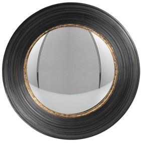 Vypuklé zrkadlo Beneoit s čiernym rámom so zlatou linkou – Ø 34 cm