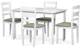 Jedálenský set z masívneho dreva so 4 stoličkami,120 x 75 x 75 cm, biely