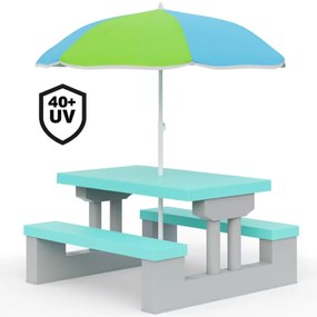 Spielwerk Detská sedacia zostava so slnečníkom JASMIN, 67x78,5x42,5cm, mätová/sivá