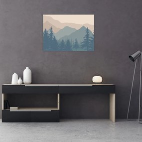 Sklenený obraz - Tyrkysové hory N⁰2 (70x50 cm)