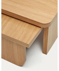 Konferenčné stolíky v dekore duba v prírodnej farbe v súprave 2 ks Oaq – Kave Home