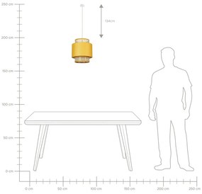 Ratanová závesná lampa žltá/prírodná BOERI Beliani